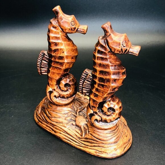 70s Treasure Craft Miami Seahorse Salt Pepper Shaker Stand Set Beach Party - Picture 2 of 10